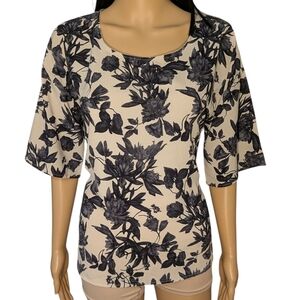 West Kei Black And Tan Floral Top Size Small